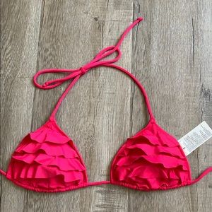 Hot Pink Ruffle Triangle Bikini Top